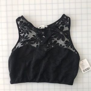 Black mesh halter bralette